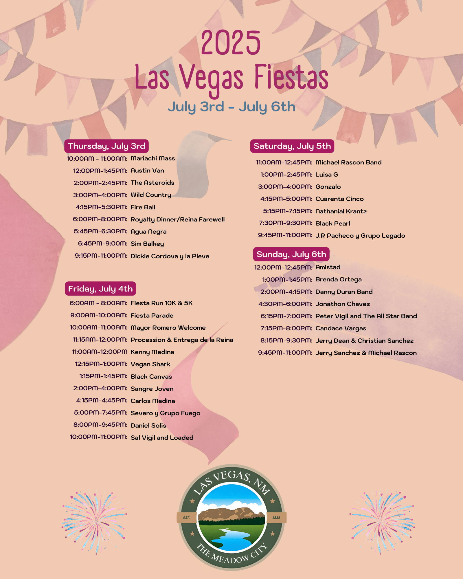 2025 Fiestas De Las Vegas Schedule - Visit Las Vegas, New Mexico in Las Vegas Calendar of Events July 2025