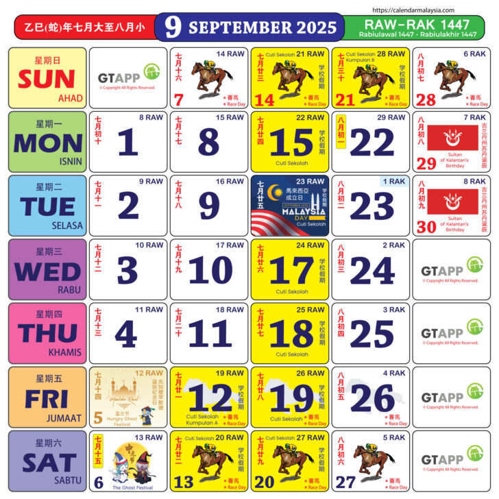 Calendar Kuda July 2025