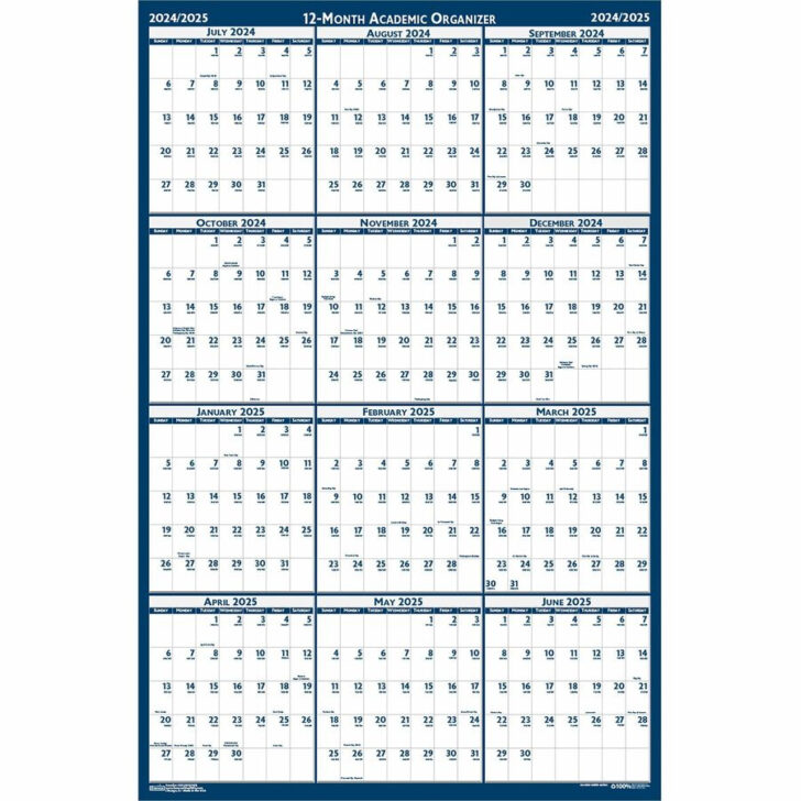 Year Calendar July 2024 to June 2025