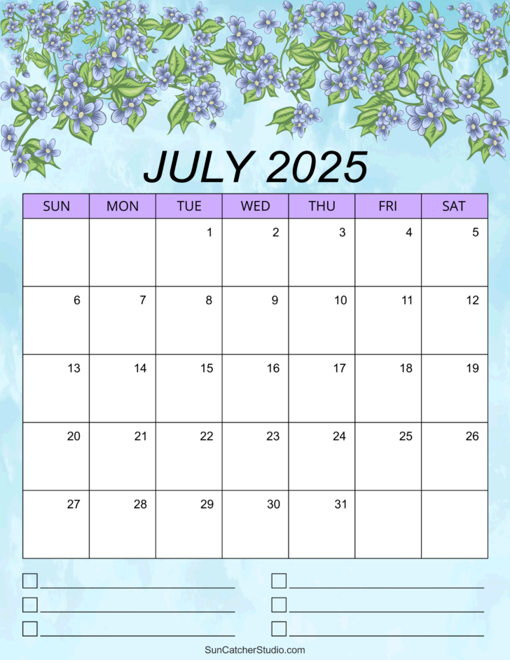 3 Month Vertical Calendar Printable July 2025