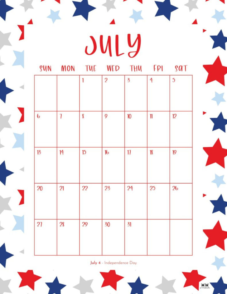 July 2025 Printable Calendar Portrait