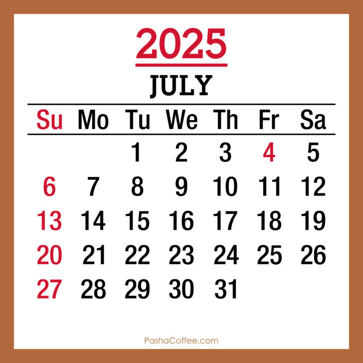 July Calendar 2025 Holidays
