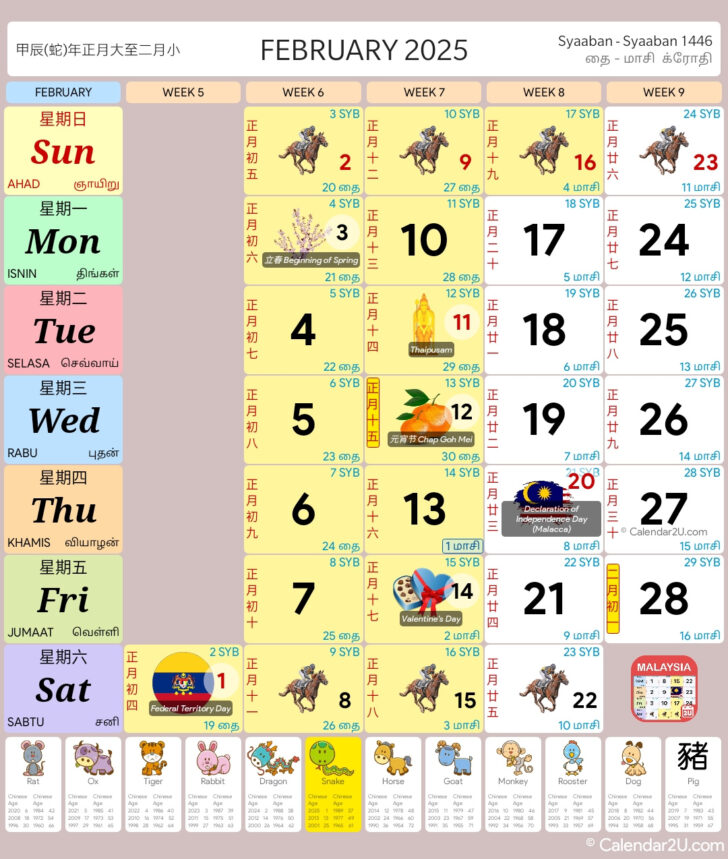 July Calendar 2025 Malaysia