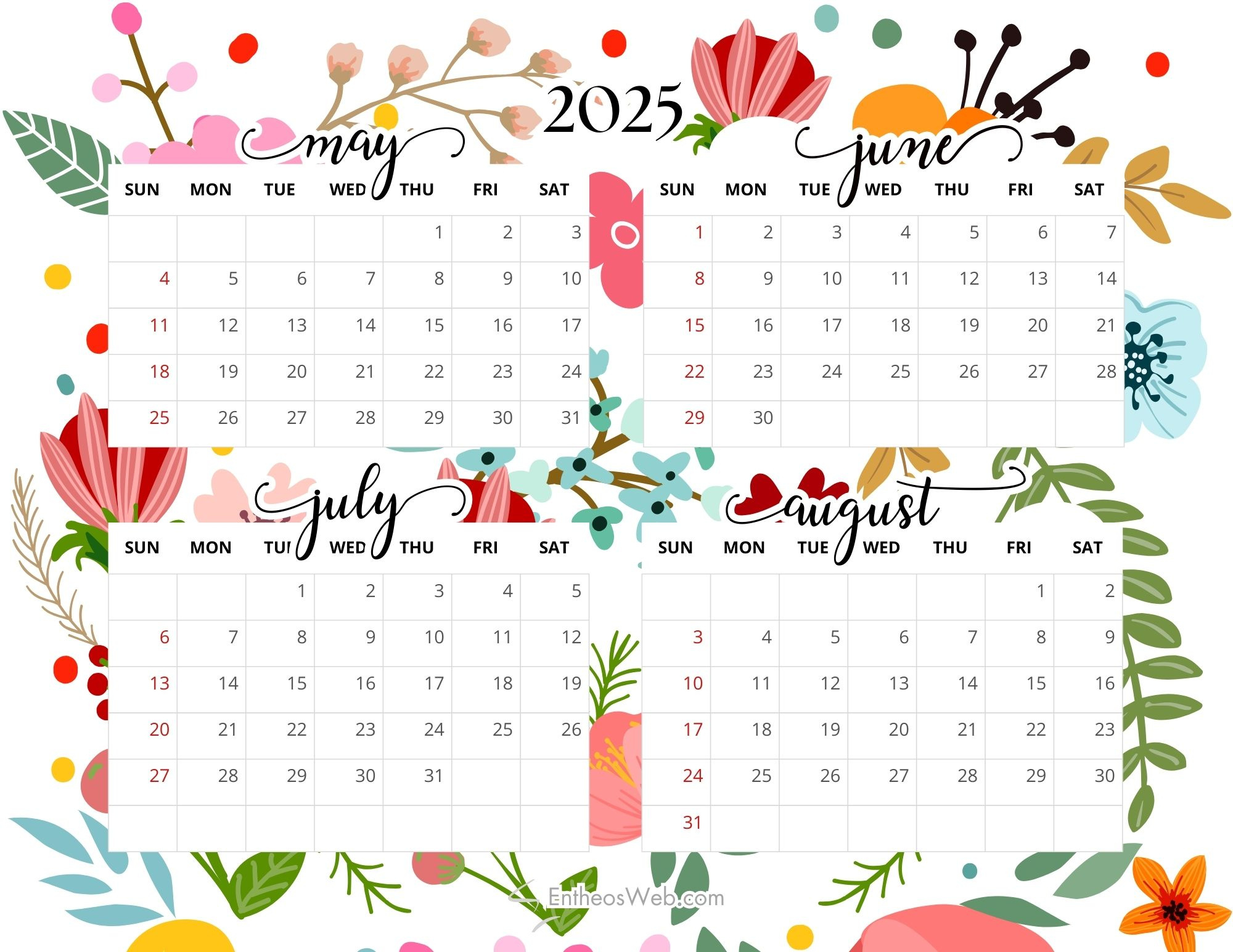 May, June, July, August – 4 Month Calendar | Entheosweb pertaining to 4 Month Calendar May June July August 2025