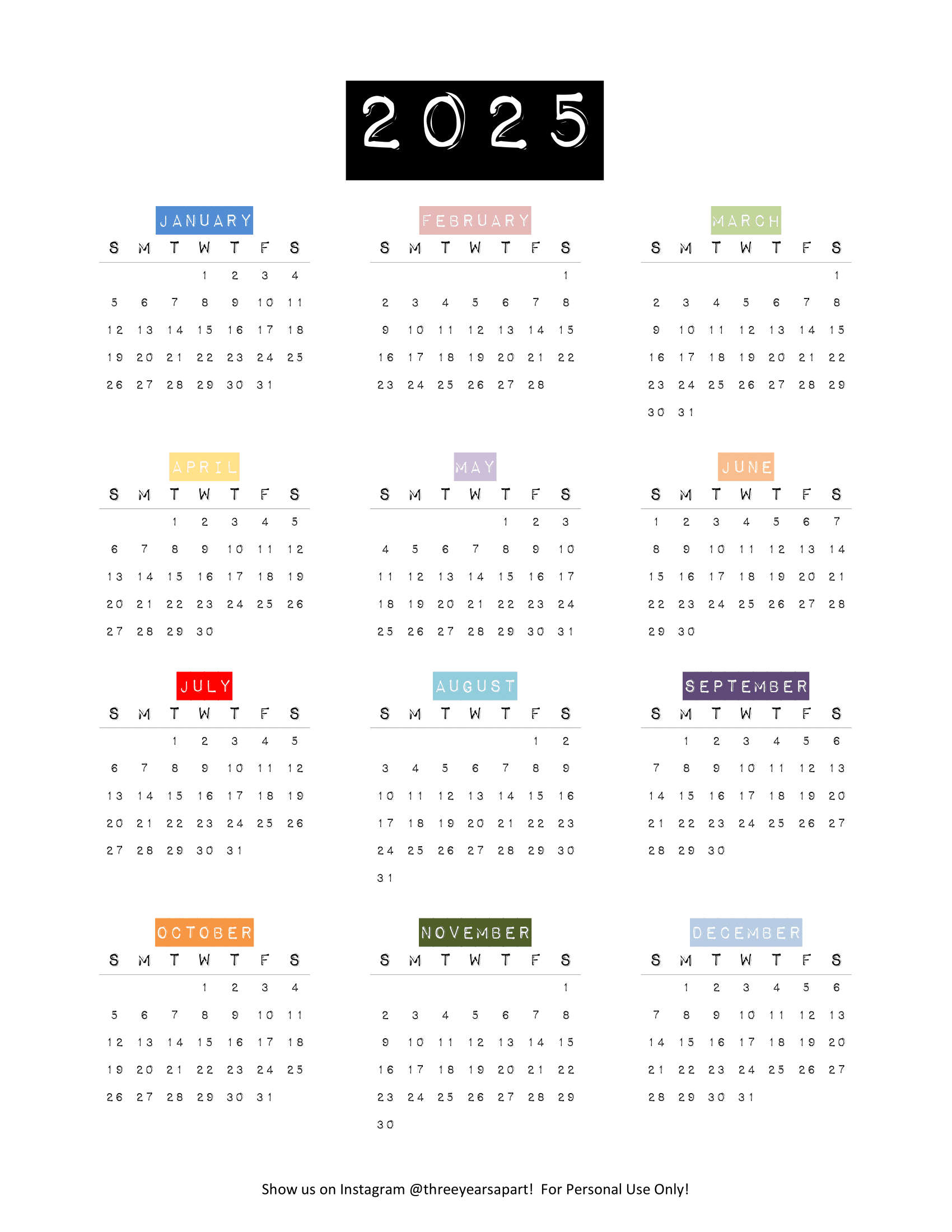 2025 Calendar Free Printable | Bullet Journal And Planner Free inside August Bullet Journal Calendar 2025