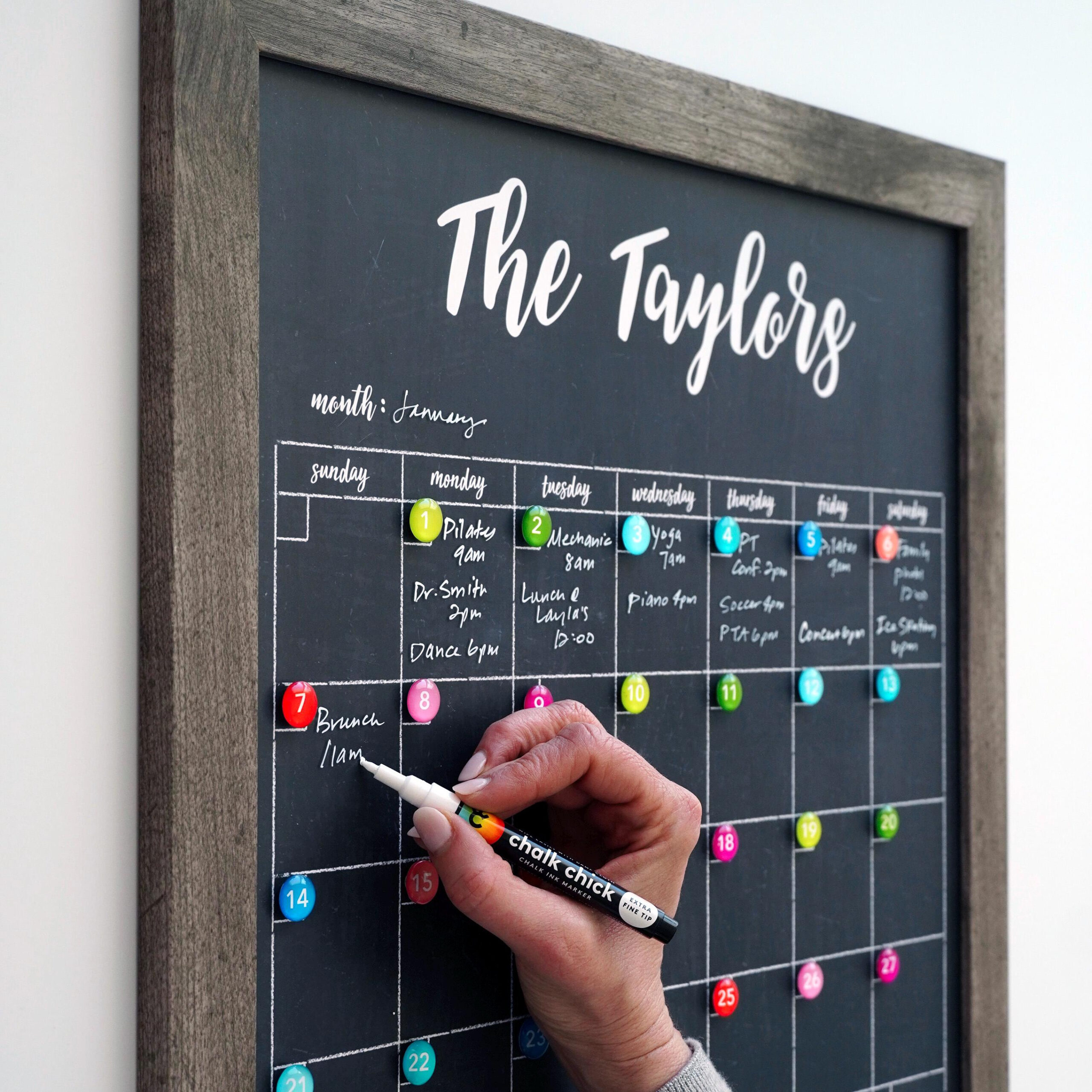 2025 Personalized Dry Erase Framed Monthly Calendar | Medium for August 2025 Calendar Ideas Chalkboard