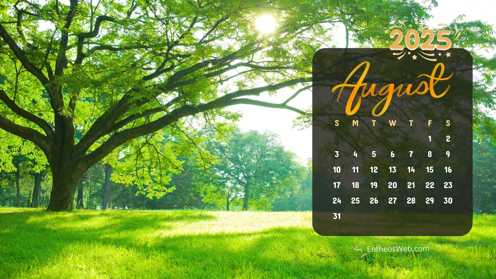 August 2025 Calendar Desktop Wallpapers &amp;amp; Screensavers | Entheosweb in August 2025 Calendar Desktop Background