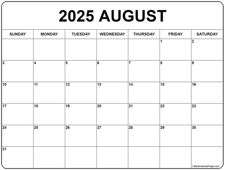 The Calendar For August 2025