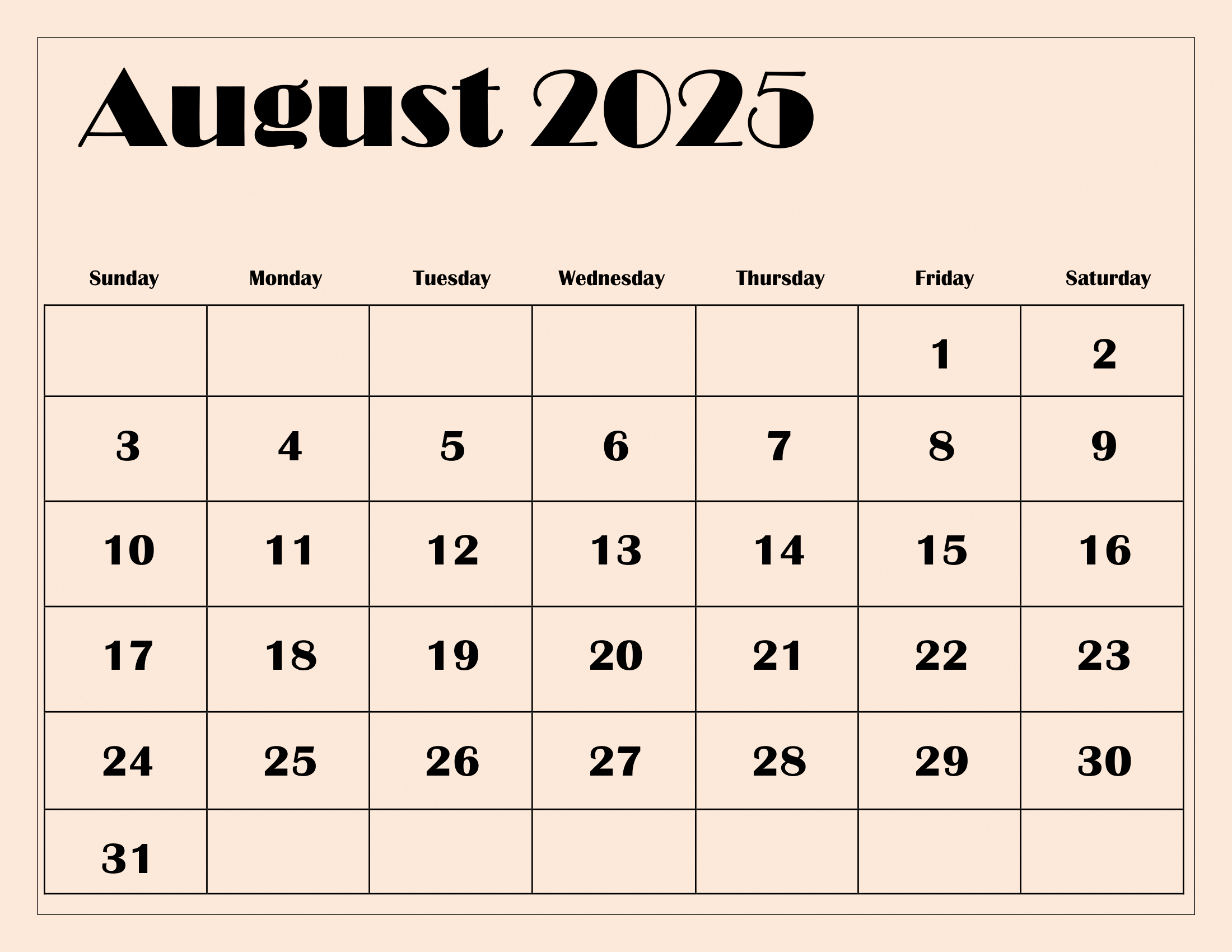 August 2025 Calendar Printable Pdf Template With Holidays inside Calendar Page August 2025