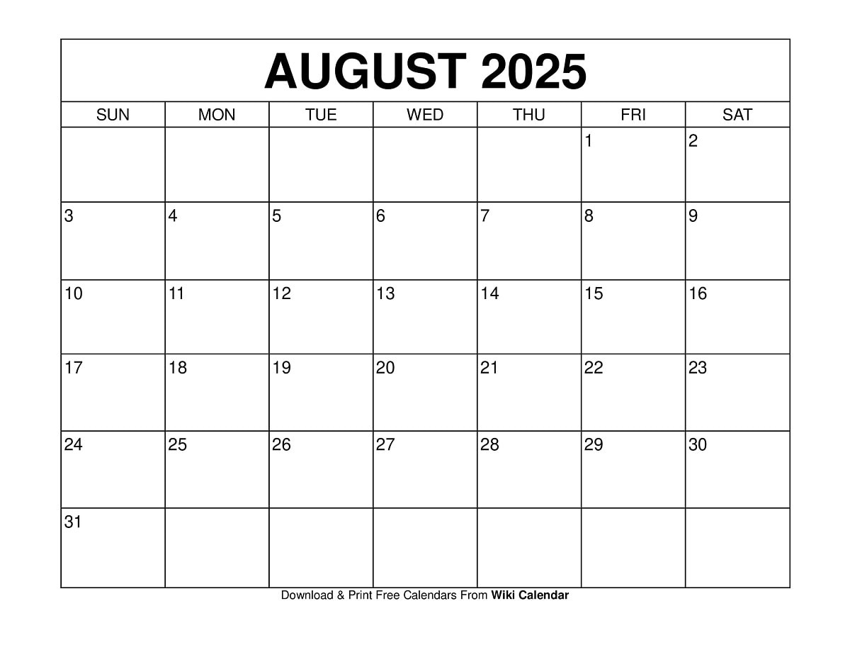 August 2025 Calendar - Printable Templates &amp;amp; More intended for Wiki Calendar August 2025 Printable Free