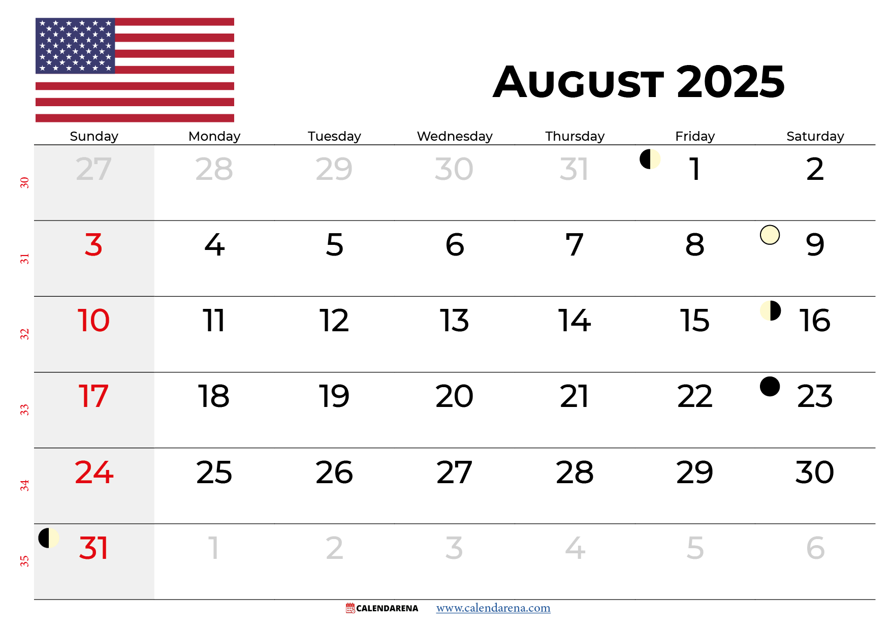 August 2025 Calendar With Holidays for August 2025 Calendar With Holidays Usa
