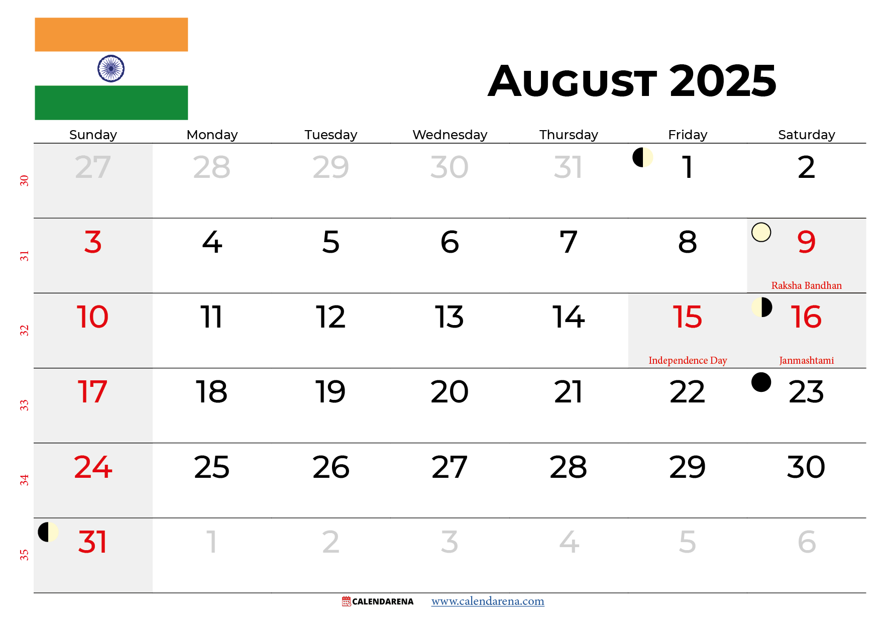 August 2025 Calendar With Holidays India regarding August Calendar 2025 With Holidays