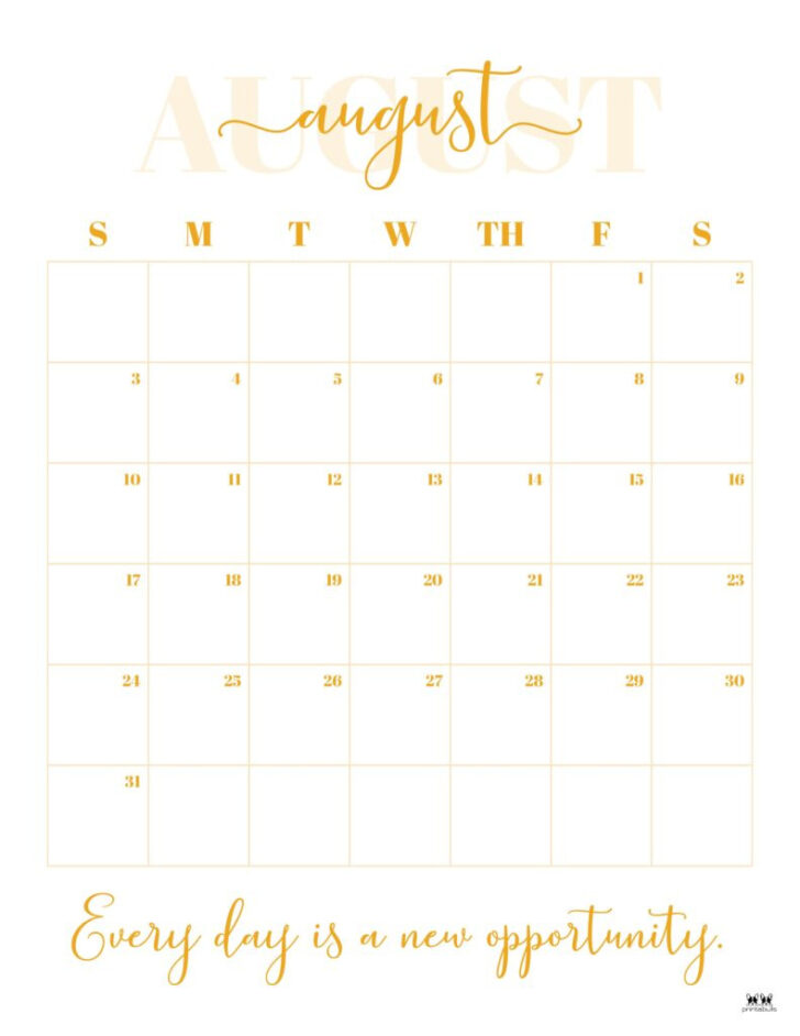 August 2025 Calendar Printable Portrait