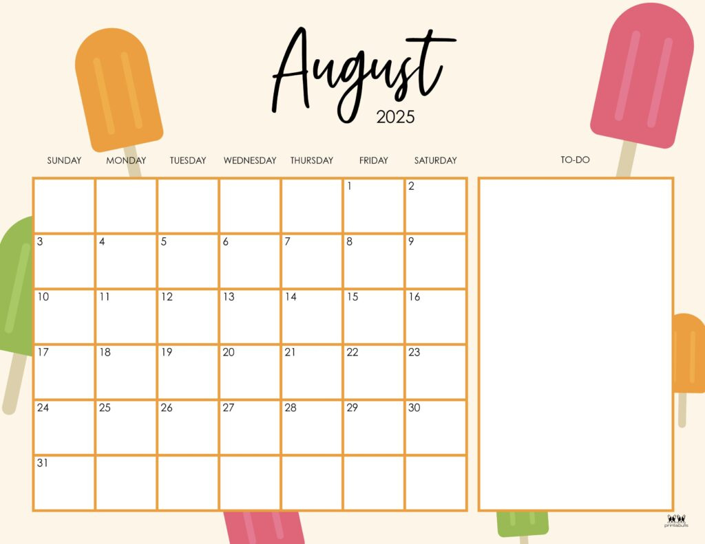 August 2025 Calendars - 107 Free Printables | Printabulls throughout August 2025 Calendar Cute