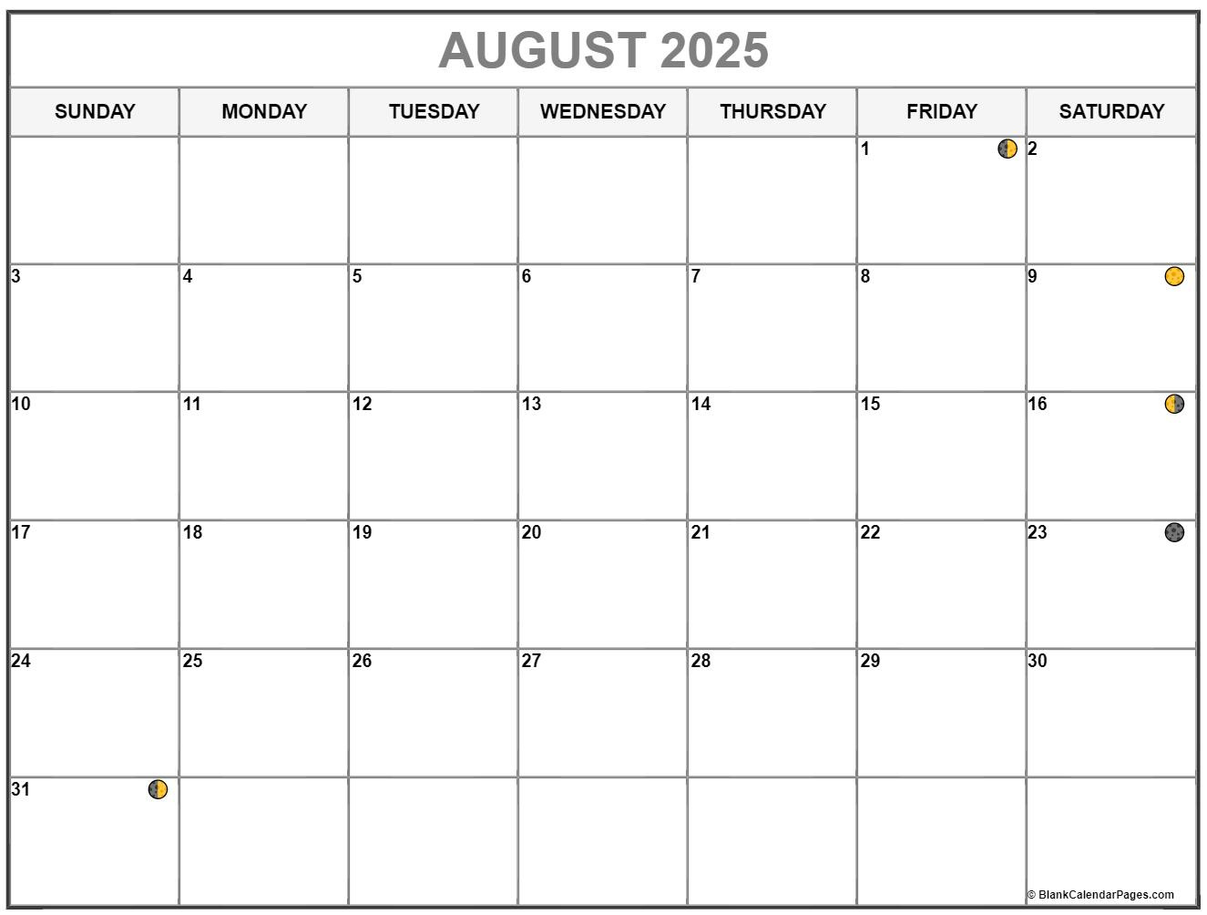 August 2025 Lunar Calendar | Moon Phase Calendar inside Moon Calendar August 2025
