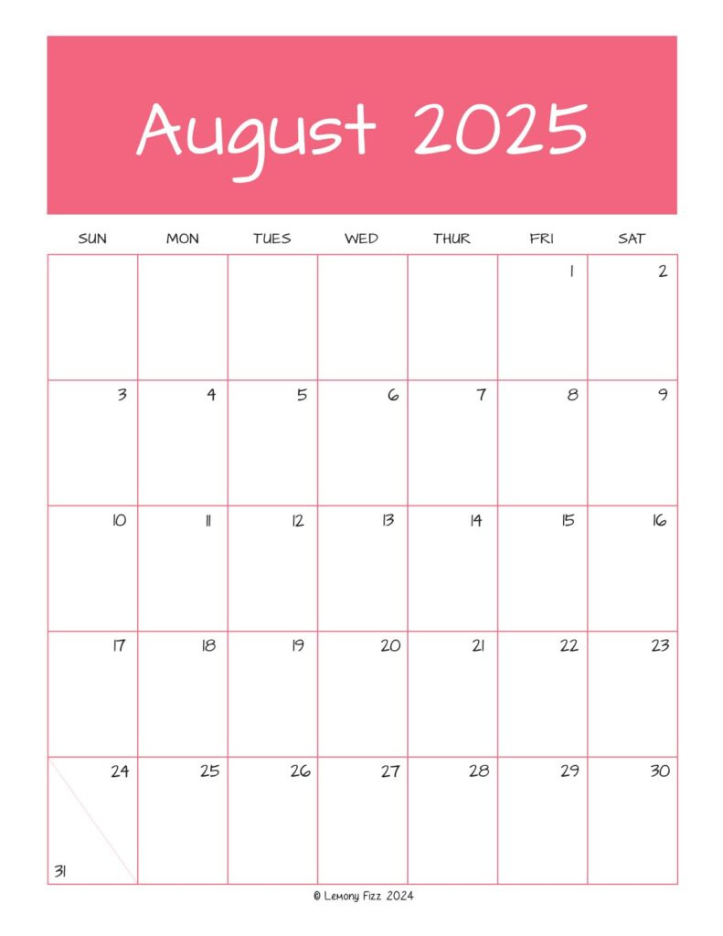 August 2025 Monthly Calendar To Print throughout August Bullet Journal Calendar 2025