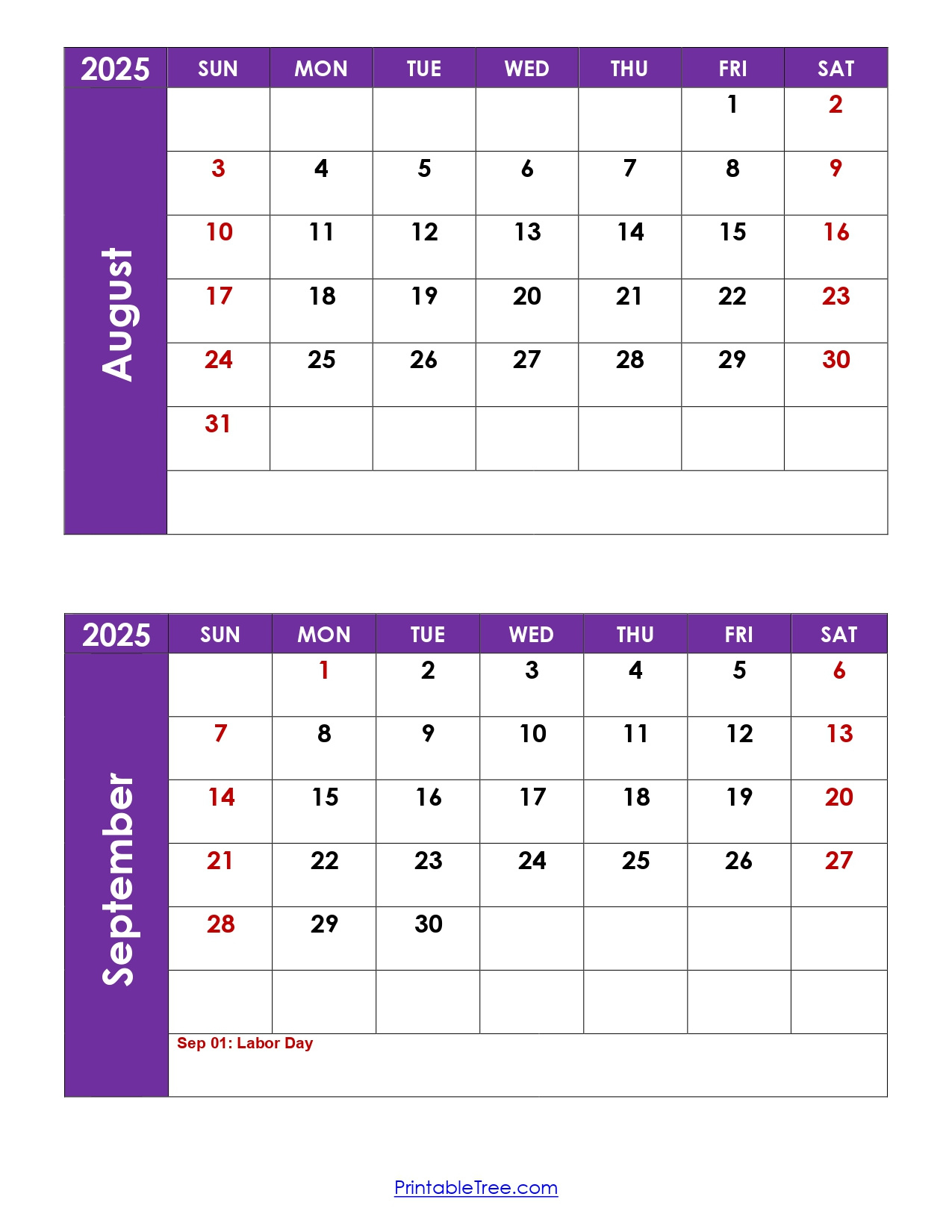 August And September 2025 Calendar Printable Pdf | Two Months Calendar in Printable Calendar 2025 August September