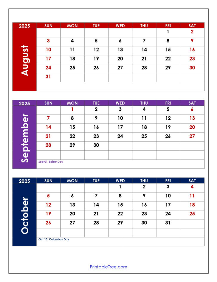 August September October November 2025 Calendar