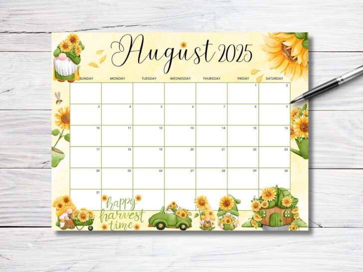 August 2025 Calendar Editable