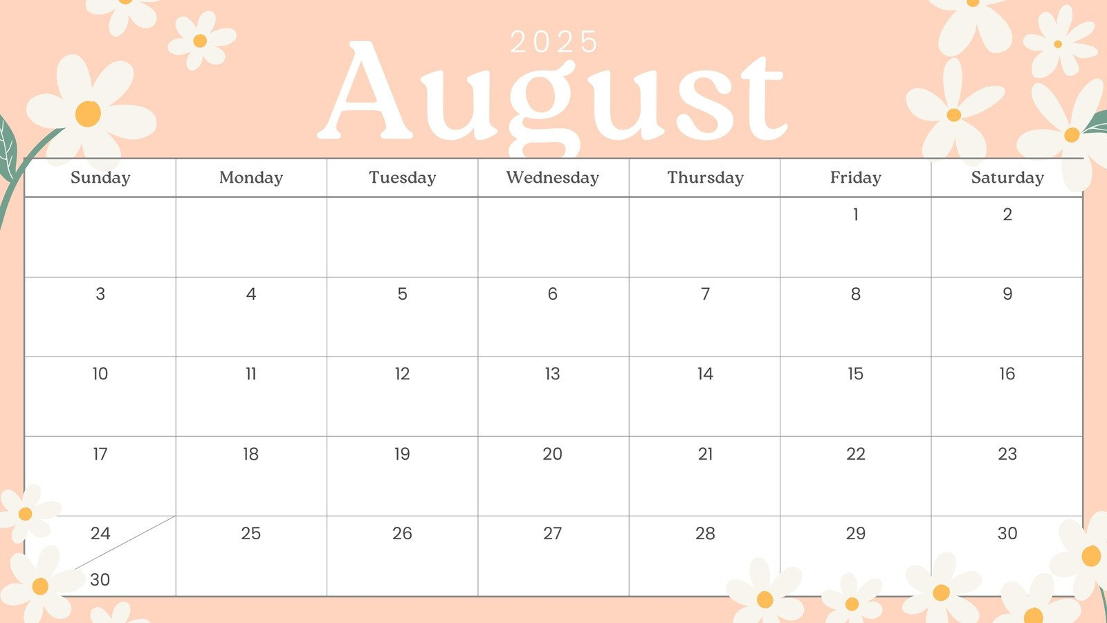 Free Printable August 2025 Calendar Templates | Canva regarding Fillable Calendar August 2025