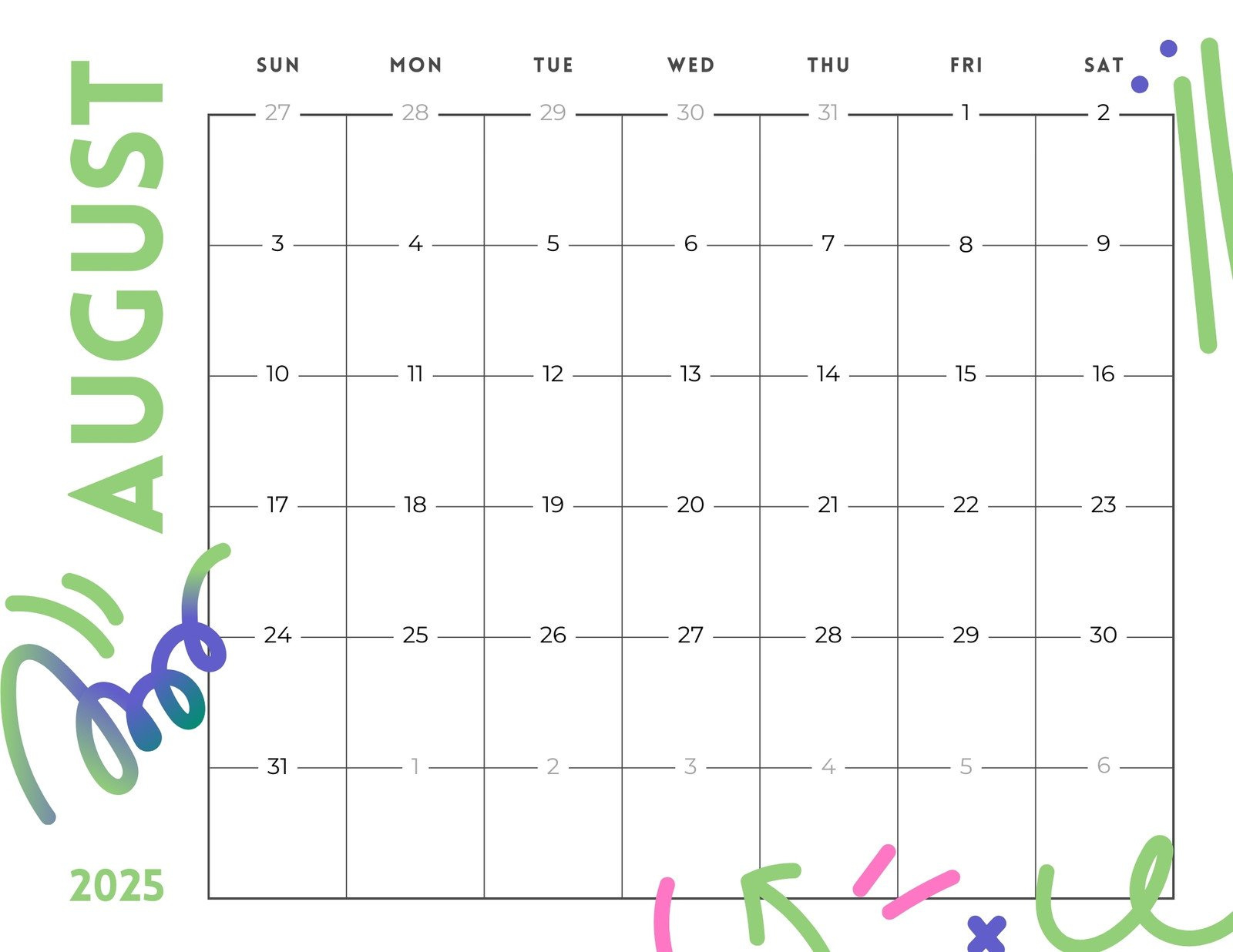 Free Printable August 2025 Calendar Templates | Canva throughout August 2025 Whiteboard Calendar Ideas
