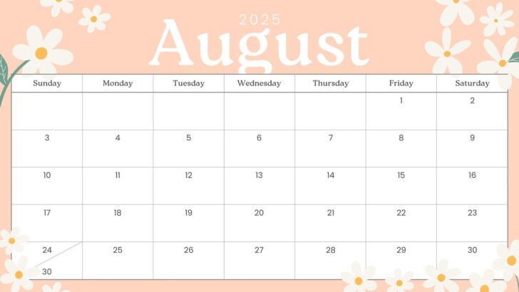 August 2025 Calendar Cute