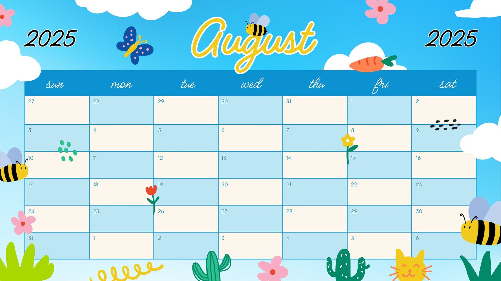 Free Printable August 2025 Calendar Templates | Canva with General Blue August 2025 Calendar
