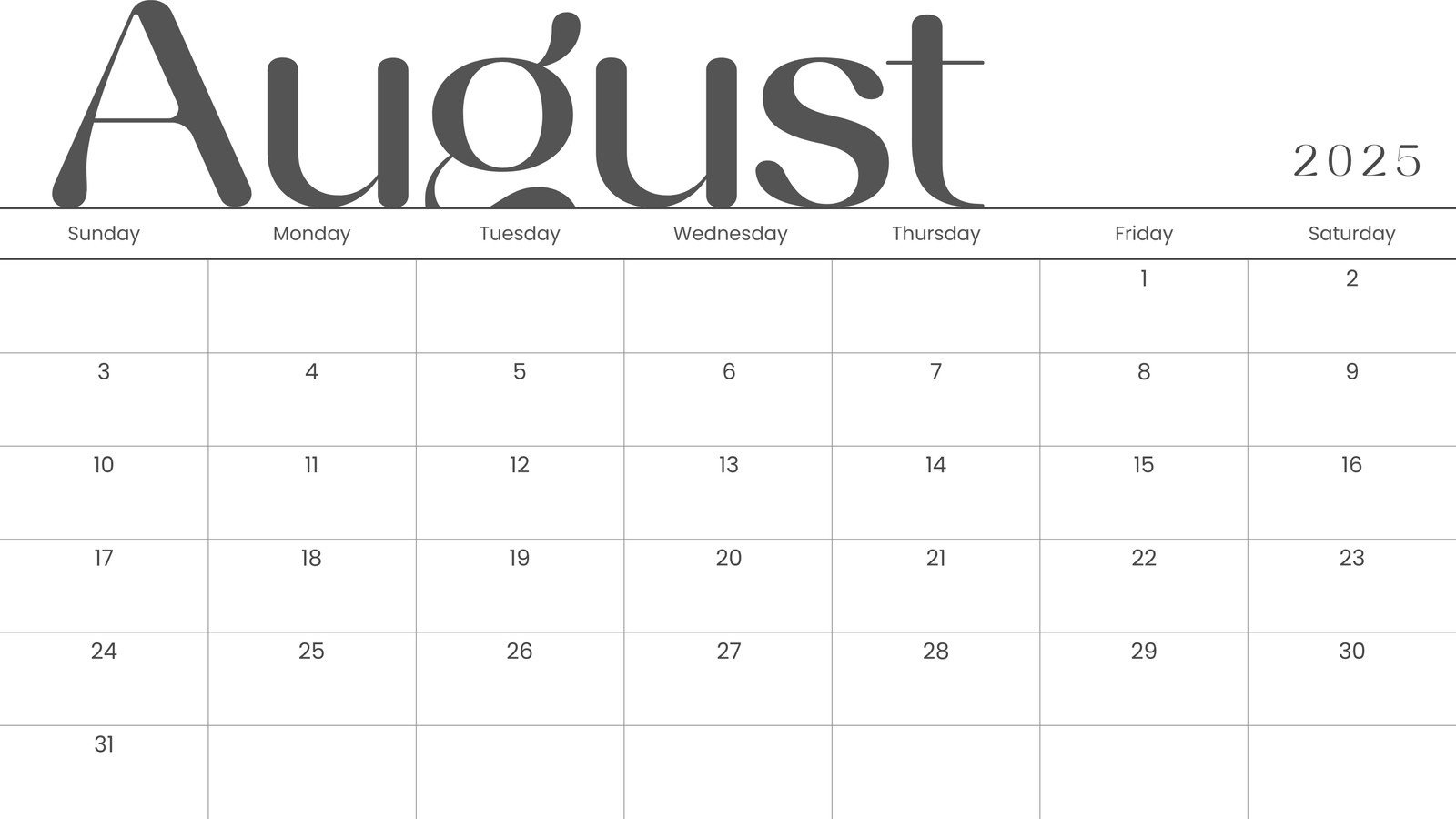 Free Printable August 2025 Calendar Templates | Canva with Printable Calendar August 2025 Free