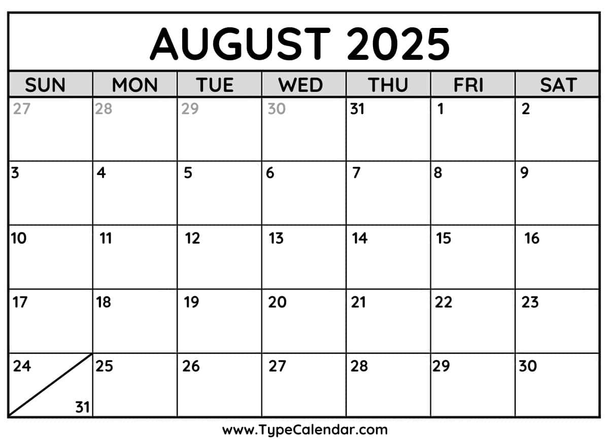 Free Printable Calendar 2025 | Linktree throughout August 2025 Calendar Typecalendar