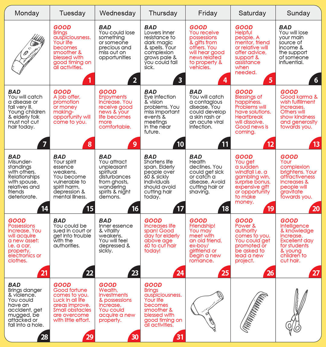 Good &amp;amp; Bad Days To Cut Hair For August 2023 - Wofs intended for Lunar Haircut Calendar August 2025