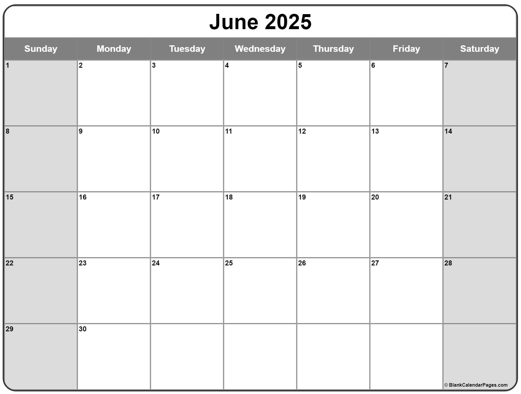 June 2025 Calendar | Free Printable Calendars regarding June To August 2025 Calendar
