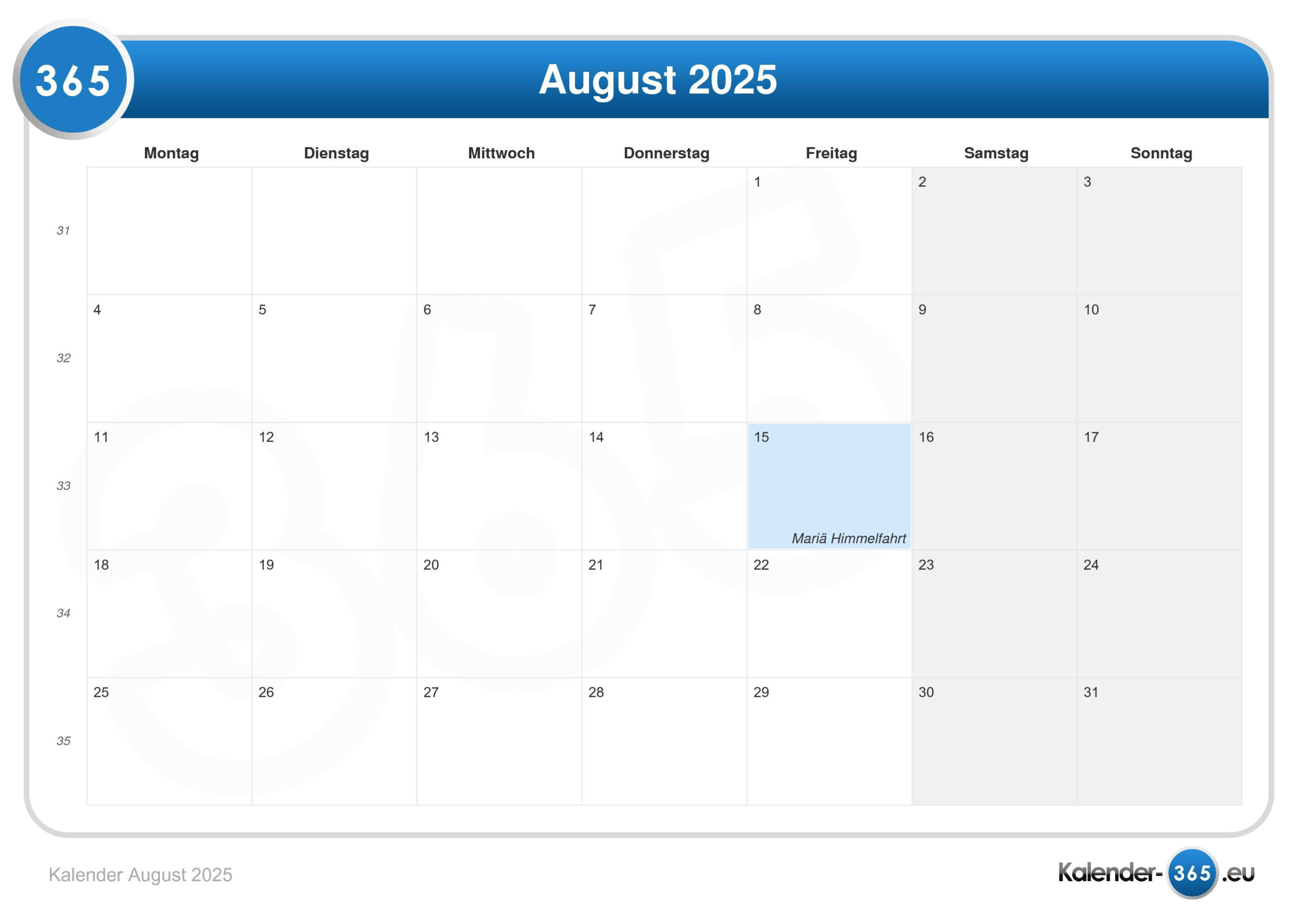 Kalender August 2025 regarding August 1 Calendar 2025