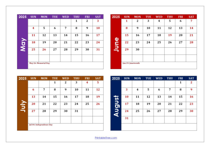 August 2025 to May 2026 Calendar Printable