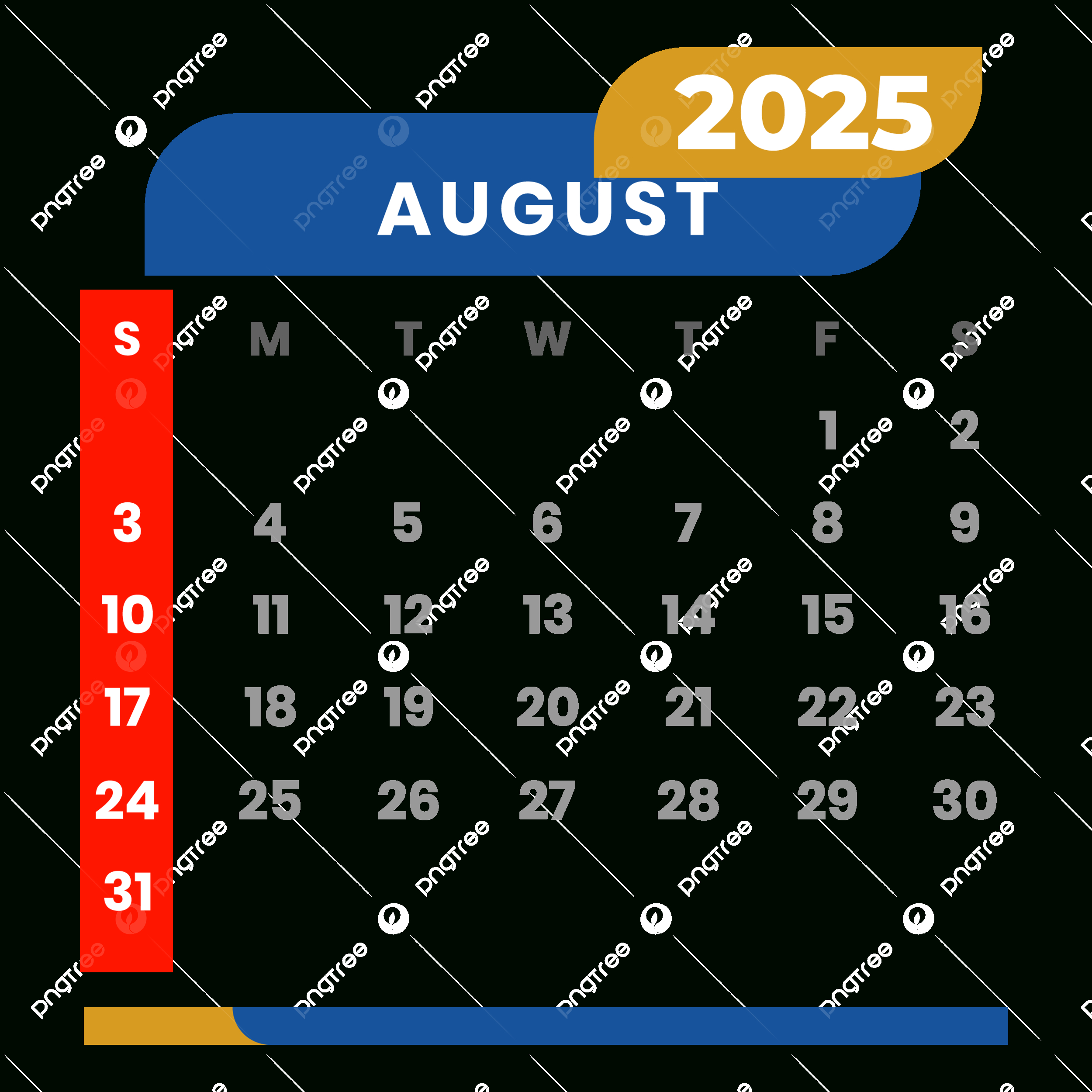 Monthly Calendar August 2025 Clipart Vector, Monthly Calendar intended for August 2025 Calendar Clip Art