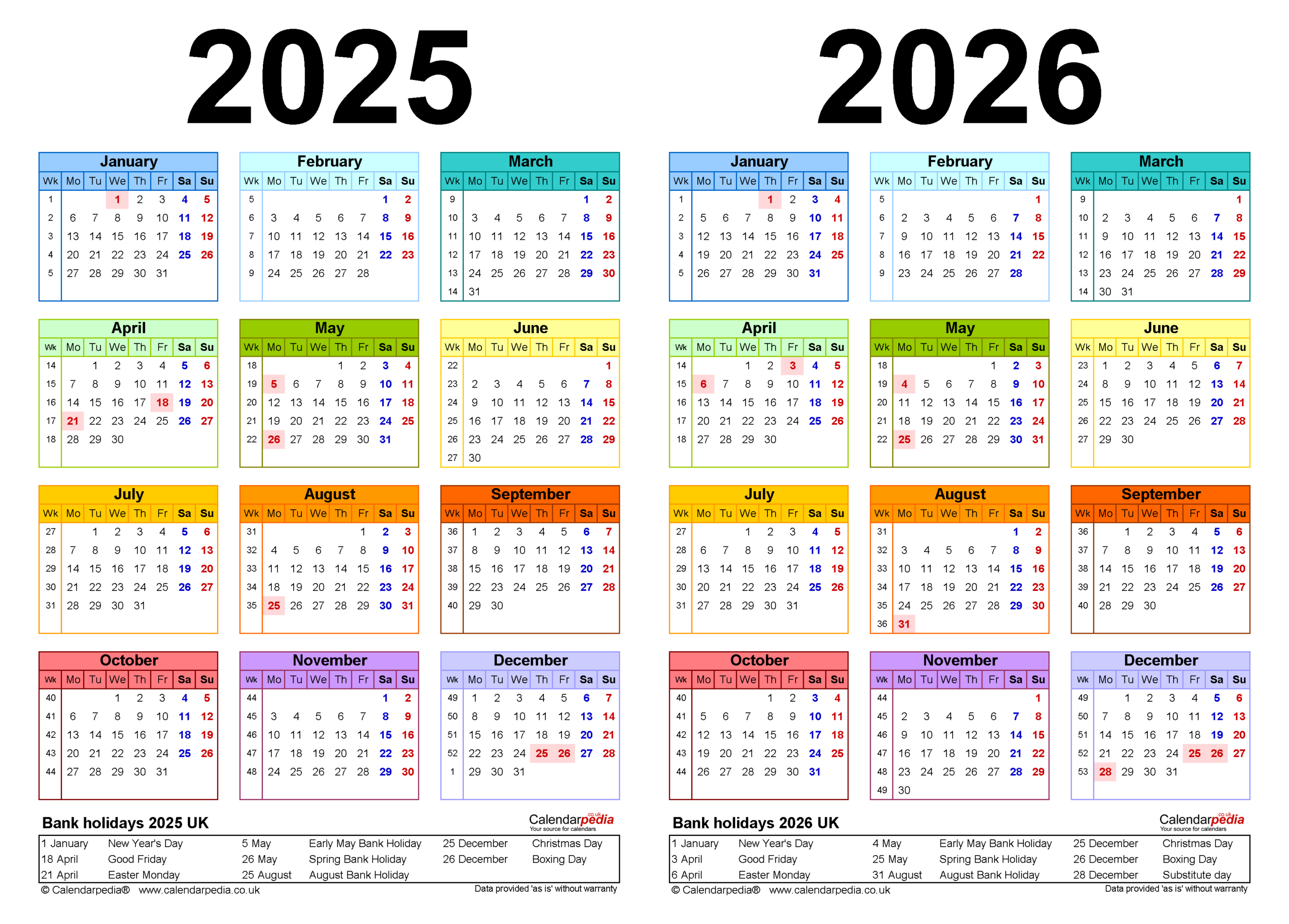 Two Year Calendars For 2025 And 2026 (Uk) For Pdf in August 2025 - June 2026 Calendar