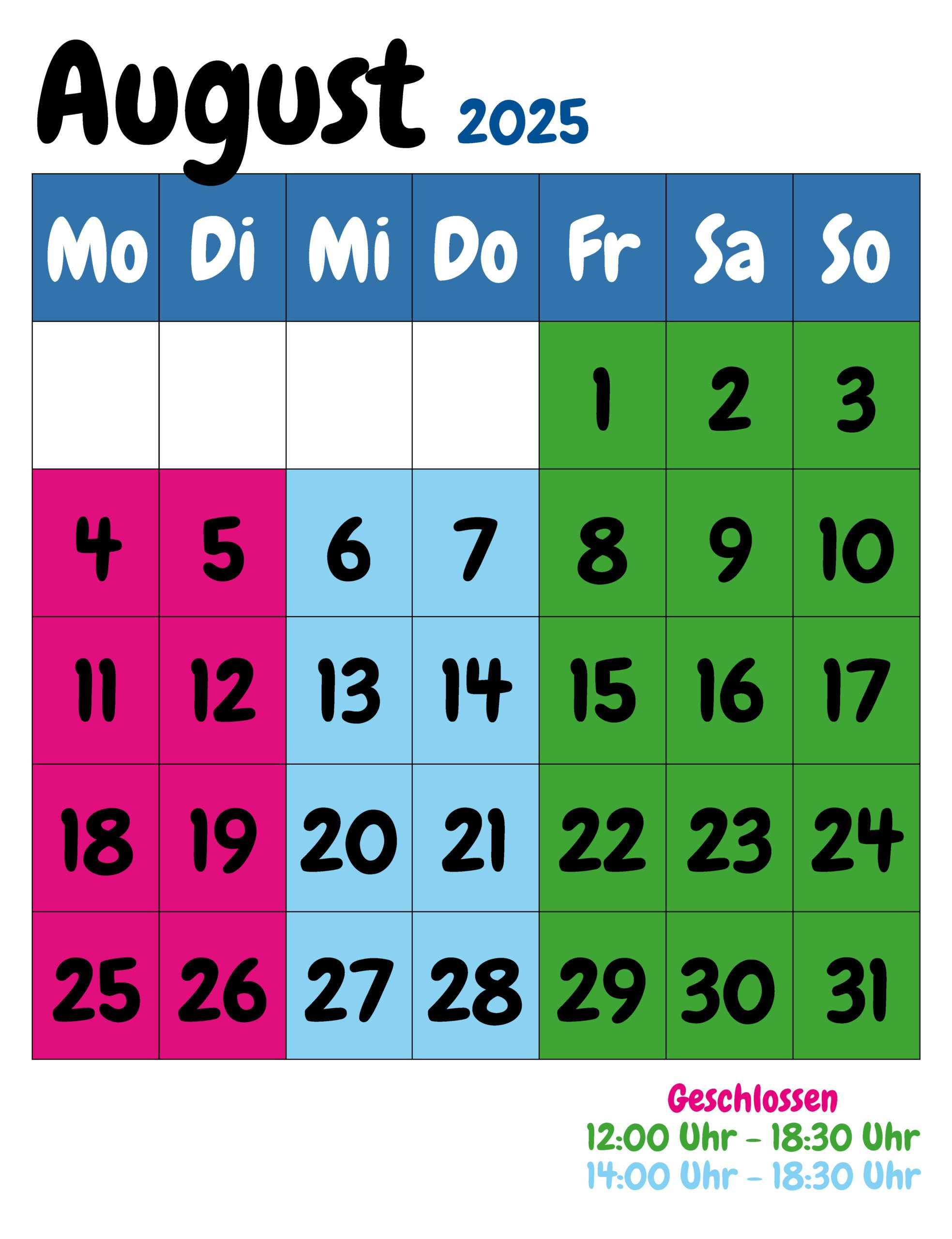 Verfügbarkeit – Sensapolis Sindelfingen in Wiki Calendar August 2025