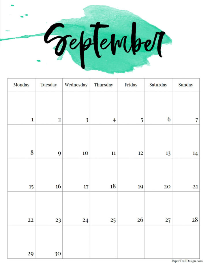September 2025 Calendar Starting Monday