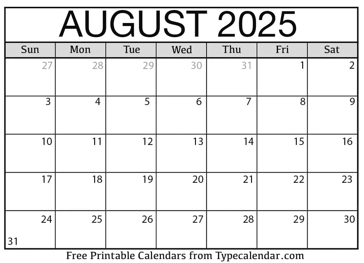 August 2025 Calendars - Free Printable Templates within General Blue September 2025 Calendar