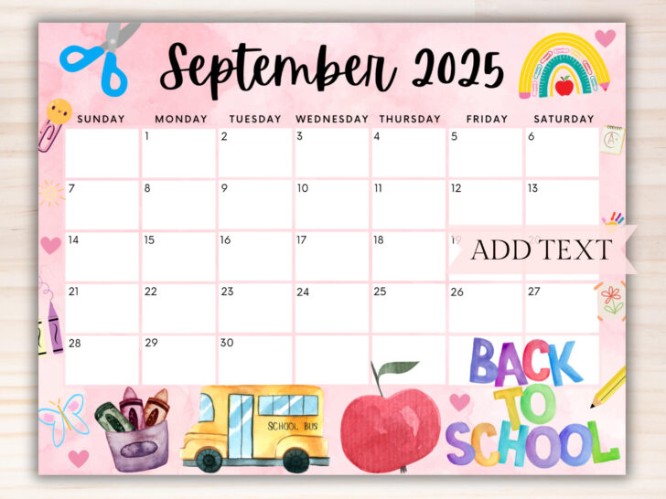 September 2025 Calendar School