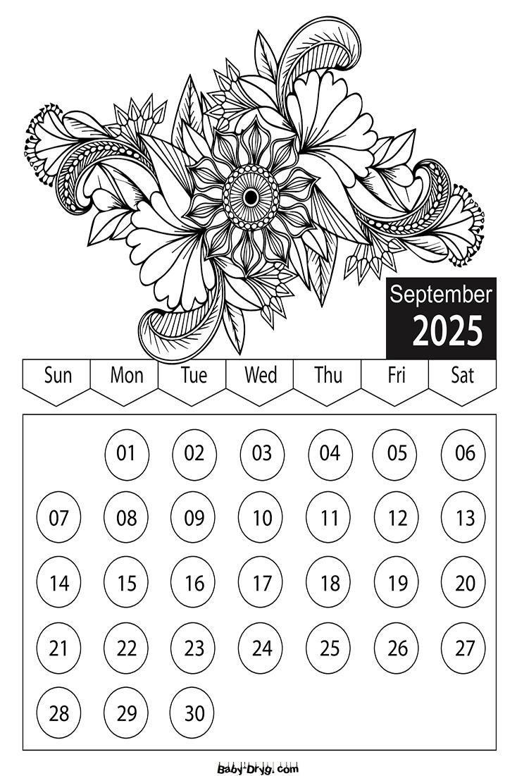 Calendar 2025 April Picture | Coloring Calendar 2025 Year for September 2025 Calendar Coloring