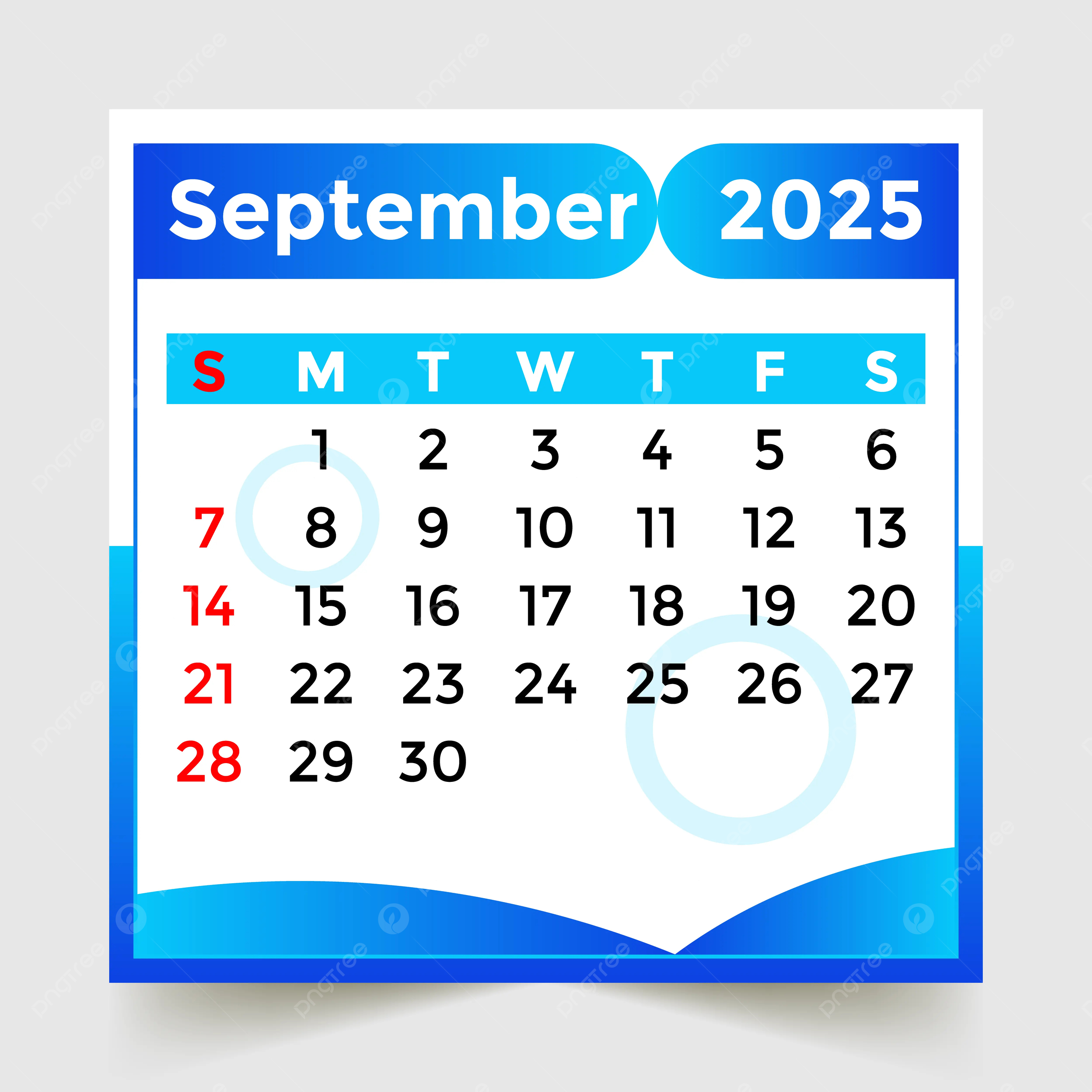 Calendar 2025 Month Of September Skyblue Vector Template Download throughout September 2025 Calendar Blue