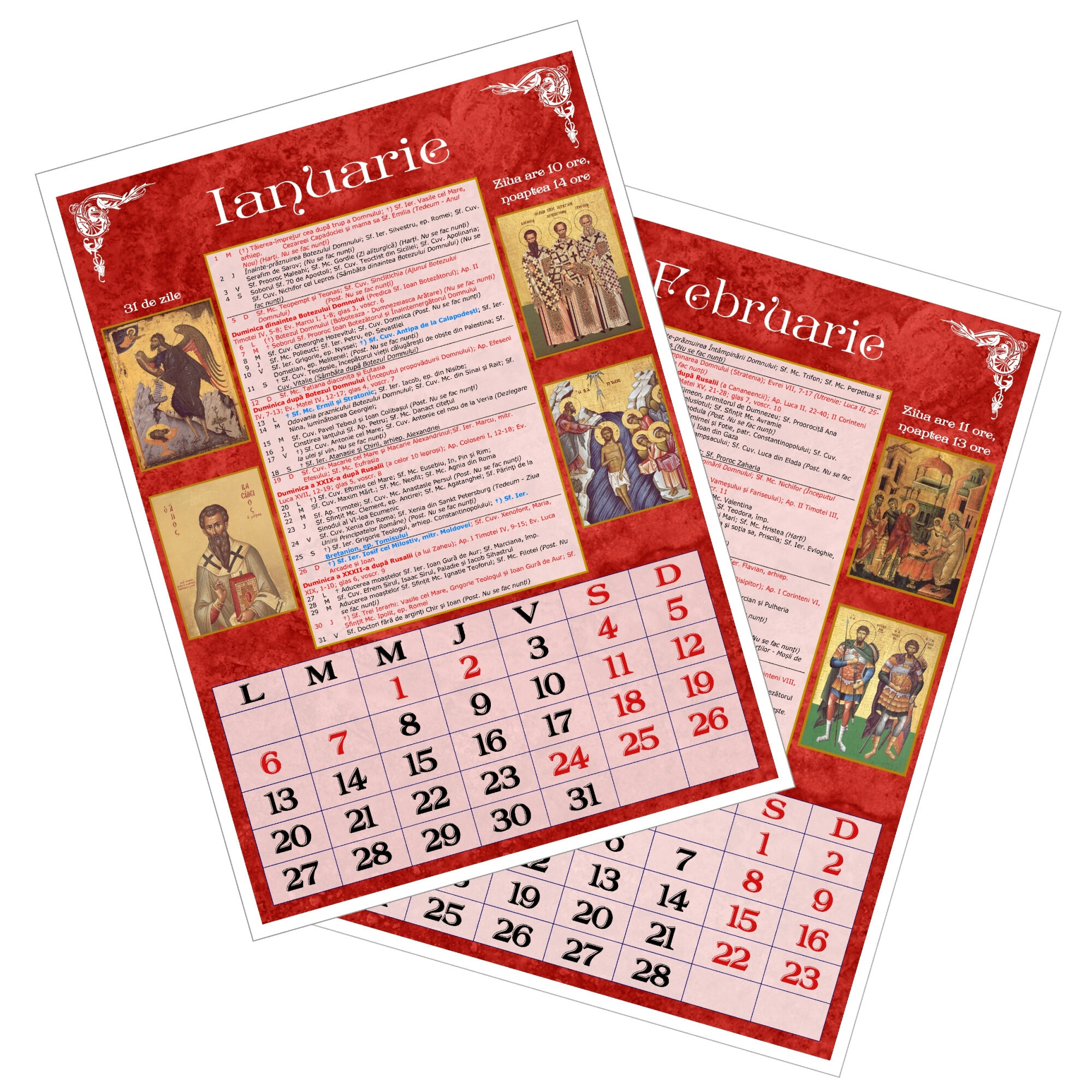 Calendar Ortodox 2025, Format A4, De Perete, Rosu regarding Calendar Ortodox 2025 September