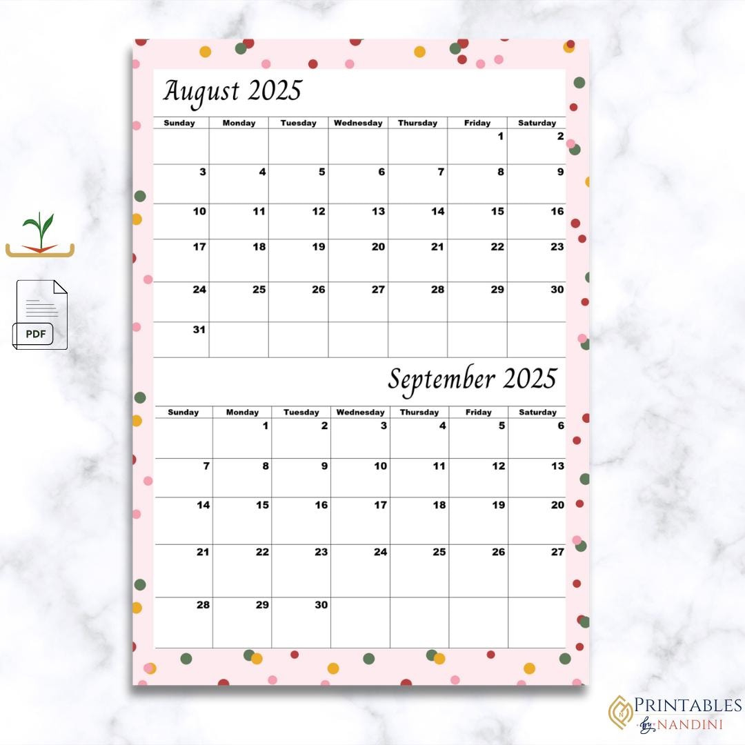 Druckbarer Kalender Für August 2025 &amp;amp; September 2025, Sonntag inside Printable Calendar August and September 2025