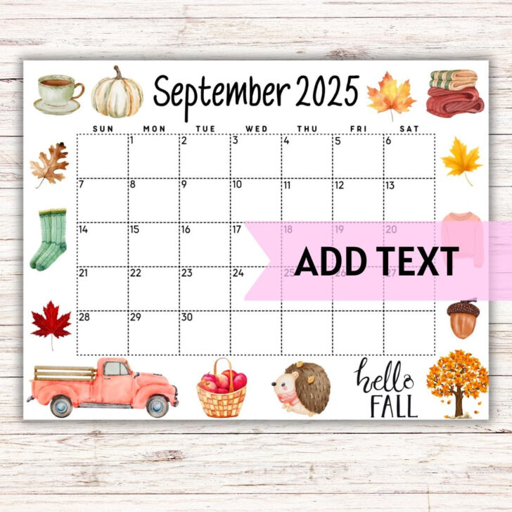 September 2025 Calendar Printable Waterproof