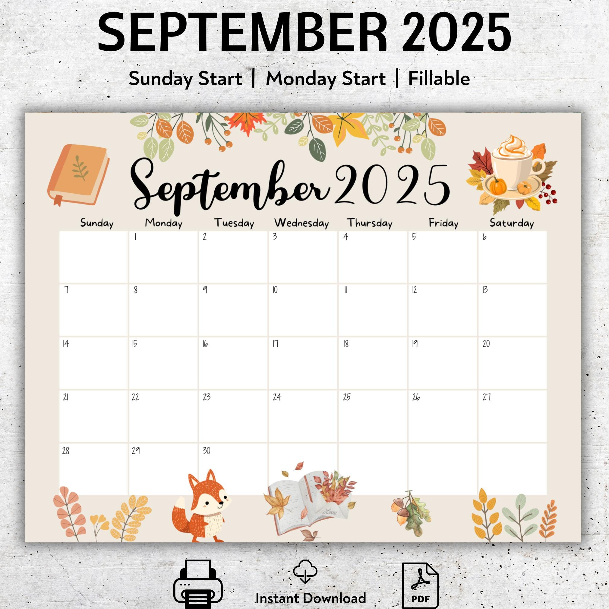 Editierbarer September 2025 Kalender, Druckbarer September Planer pertaining to September 2025 Calendar Etsy