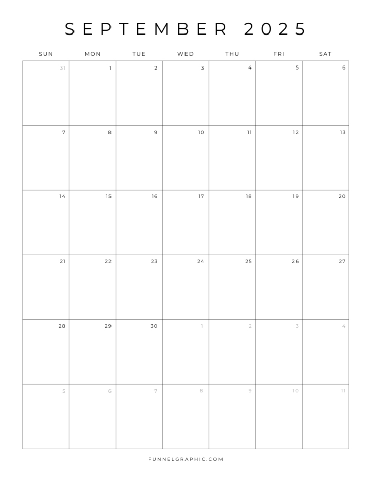 Free Printable Blank September Calendar 2025