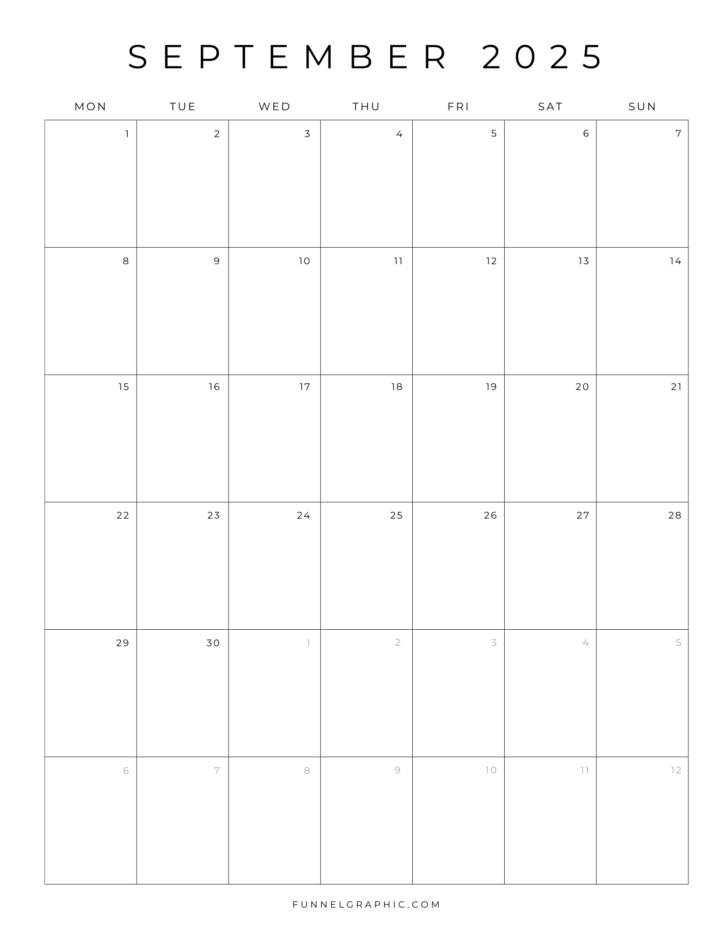 Blank Calendar For September 2025