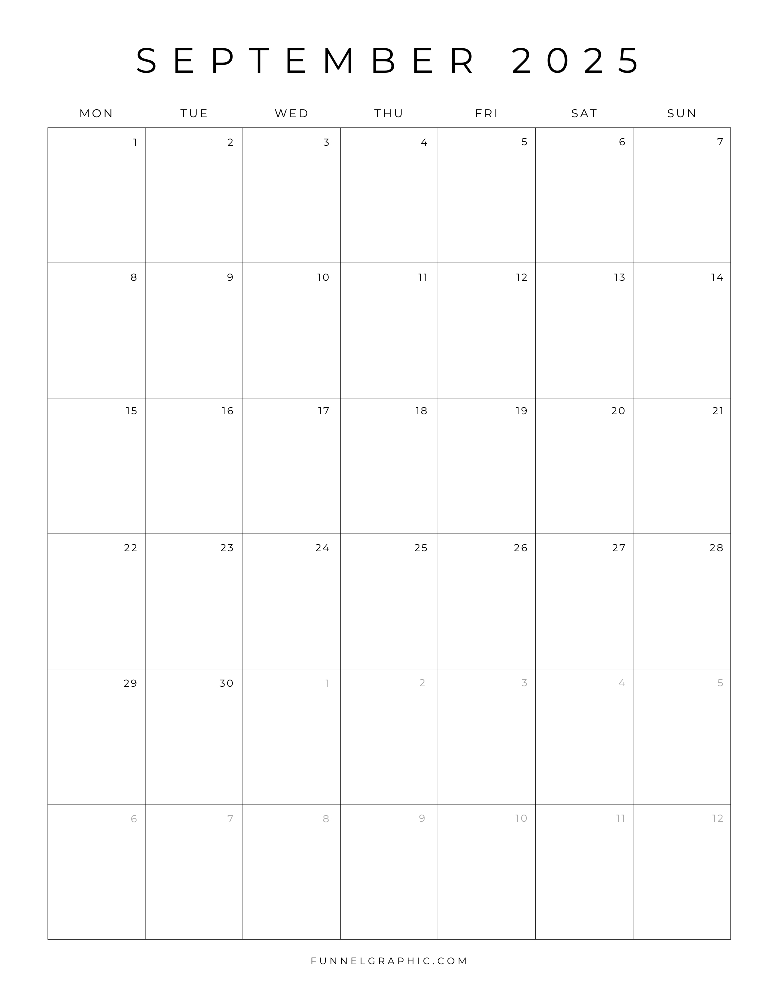 Free 2025 Calendar Printable Blank Portrait Templates with Blank Calendar For September 2025