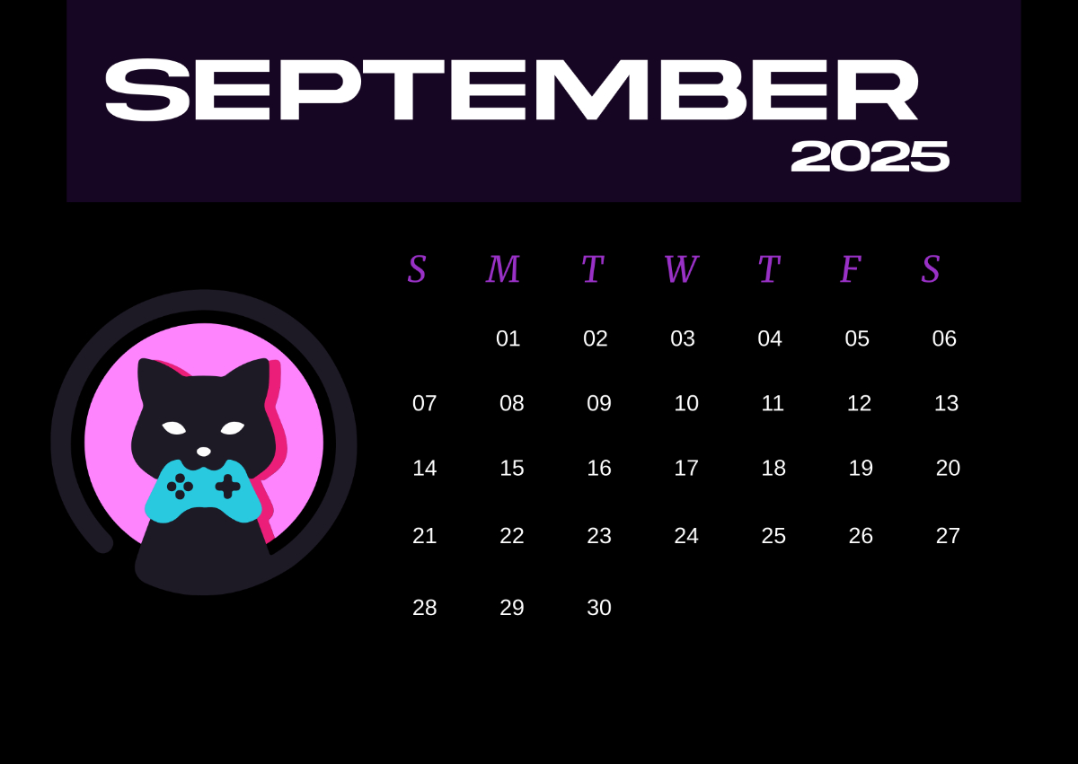 Free Dark Mode Design September 2025 Calendar Template To Edit Online inside September 2025 Calendar Black Background