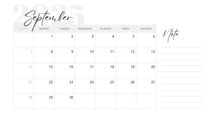 Free September Calendar Printable